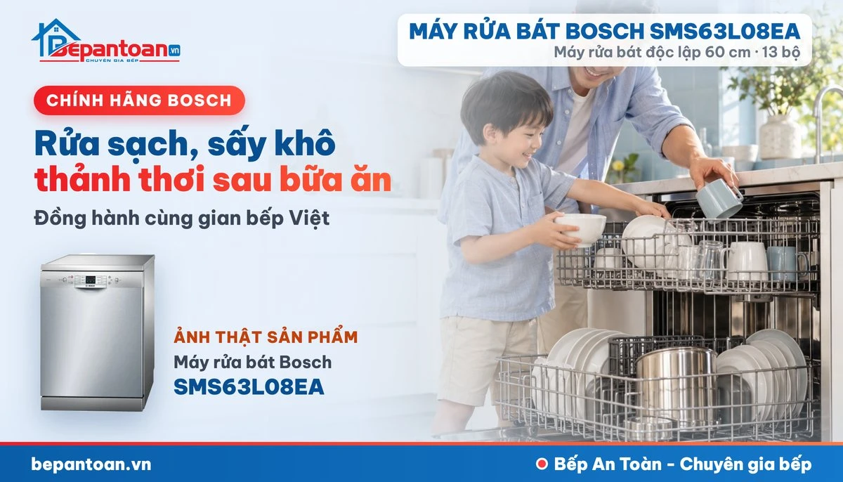 Máy rửa bát Bosch SMS63L08EA - gia đình