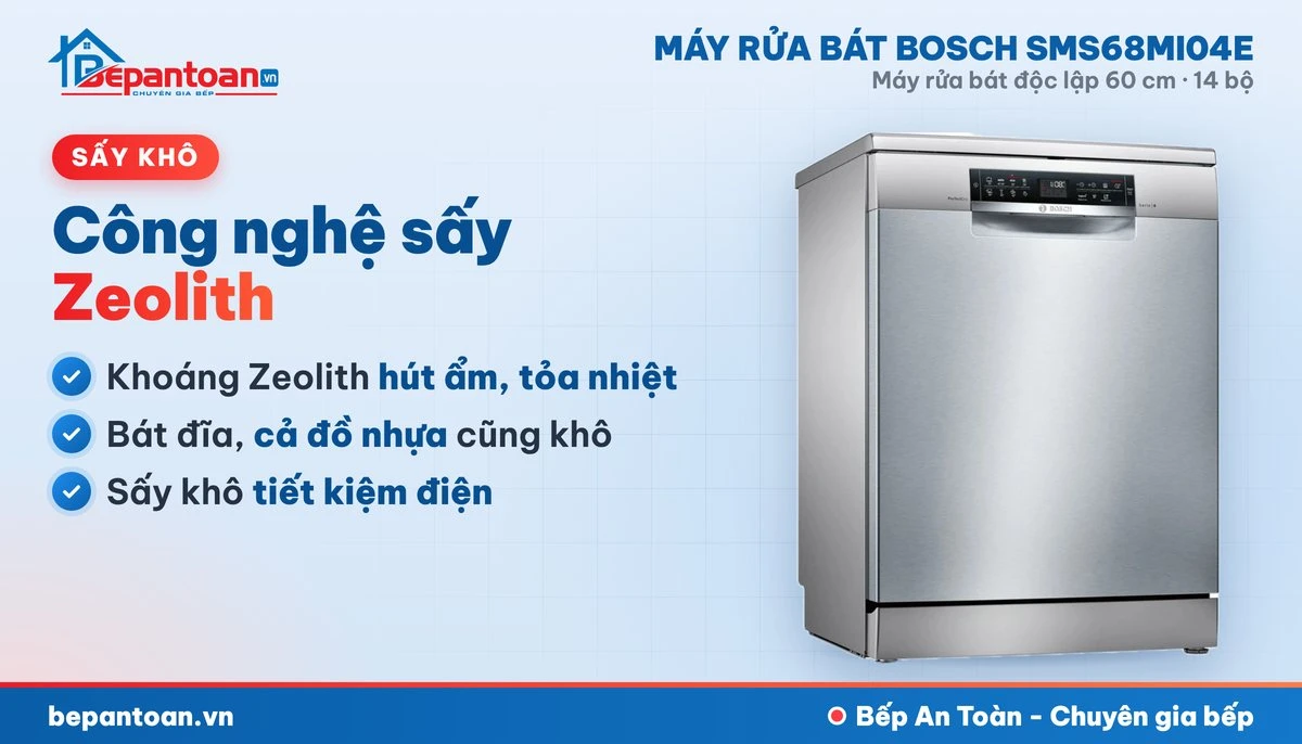 Máy rửa bát Bosch SMS68MI04E - công nghệ sấy
