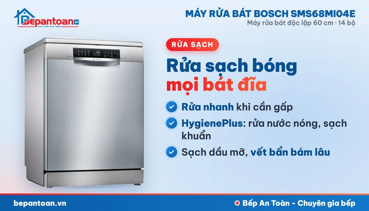 Máy rửa bát Bosch SMS68MI04E - rửa sạch