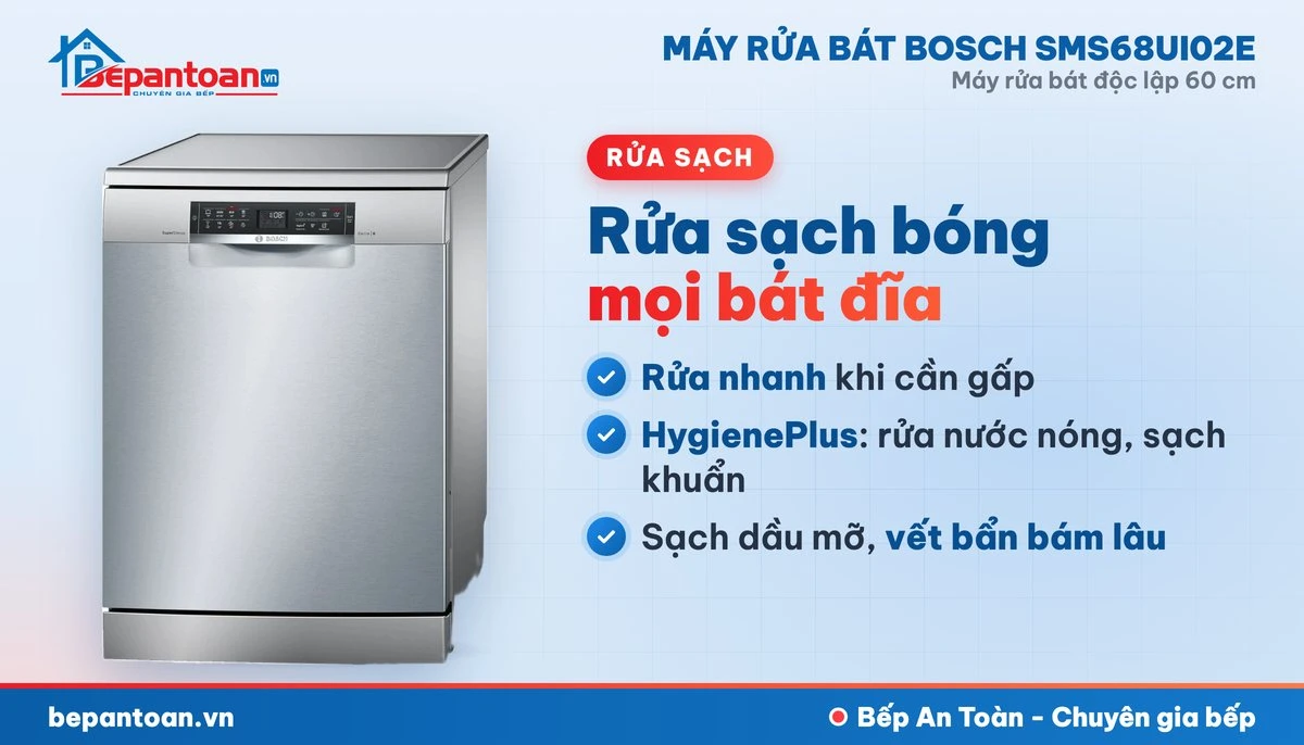 Máy rửa bát Bosch SMS68UI02E - rửa sạch