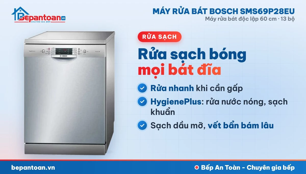 Máy rửa bát Bosch SMS69P28EU - rửa sạch