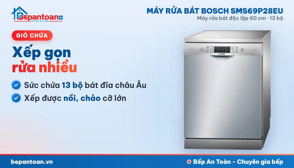 Máy rửa bát Bosch SMS69P28EU - giỏ chứa