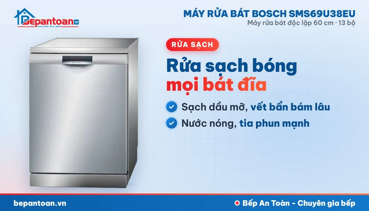 Máy rửa bát Bosch SMS69U38EU - rửa sạch