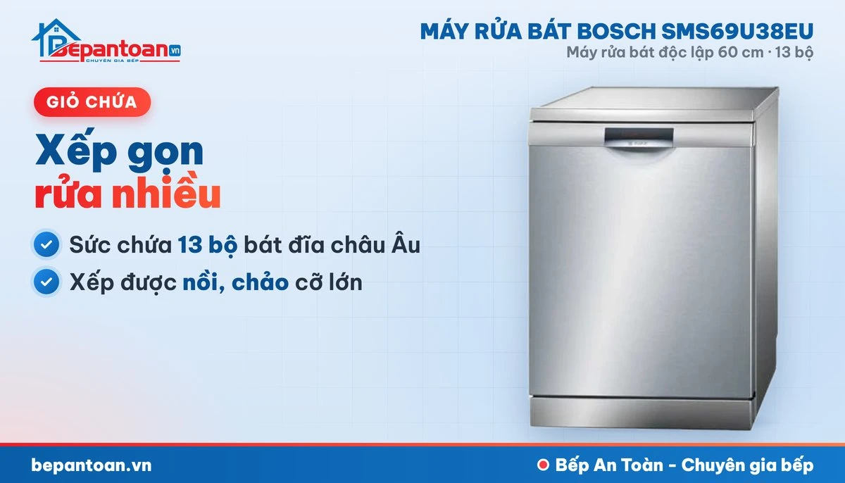 Máy rửa bát Bosch SMS69U38EU - giỏ chứa