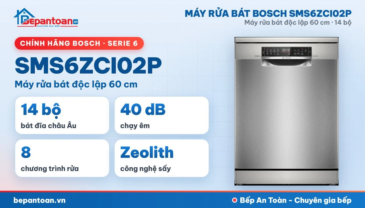 Máy rửa bát Bosch SMS6ZCI02P - tổng quan