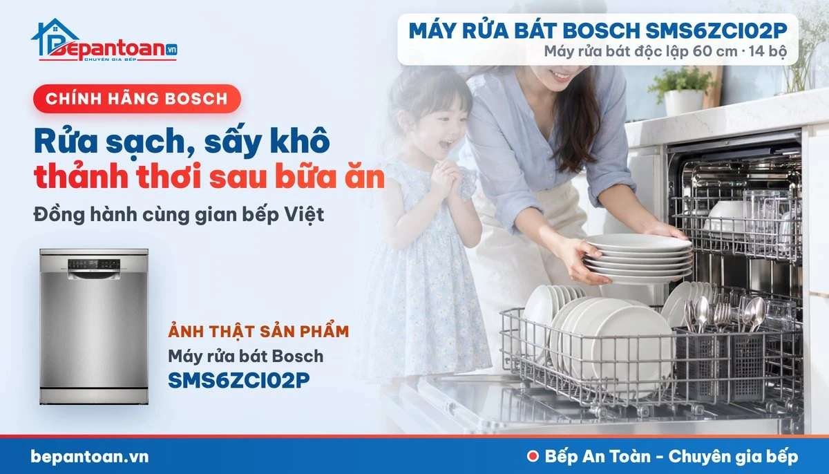 Máy rửa bát Bosch SMS6ZCI02P - gia đình
