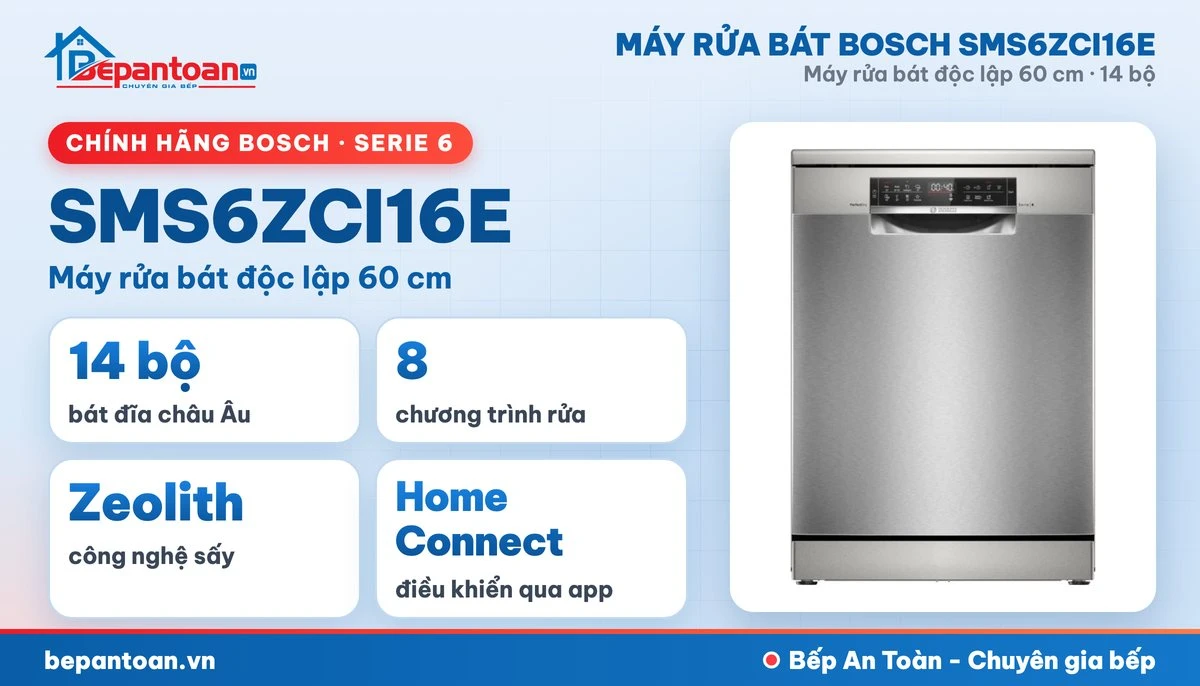 Máy rửa bát Bosch SMS6ZCI16E - tổng quan