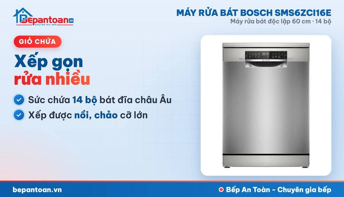 Máy rửa bát Bosch SMS6ZCI16E - giỏ chứa