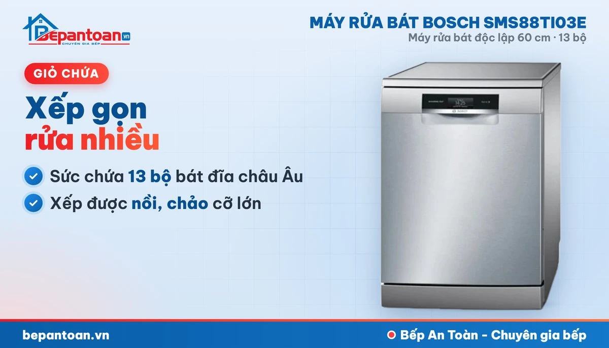 Máy rửa bát Bosch SMS88TI03E - giỏ chứa