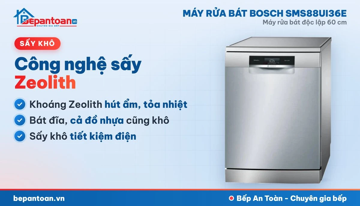 Máy rửa bát Bosch SMS88UI36E - công nghệ sấy
