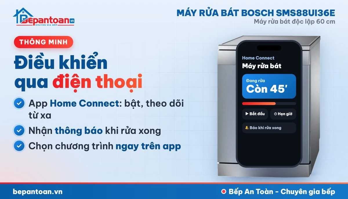 Máy rửa bát Bosch SMS88UI36E - kết nối Home Connect