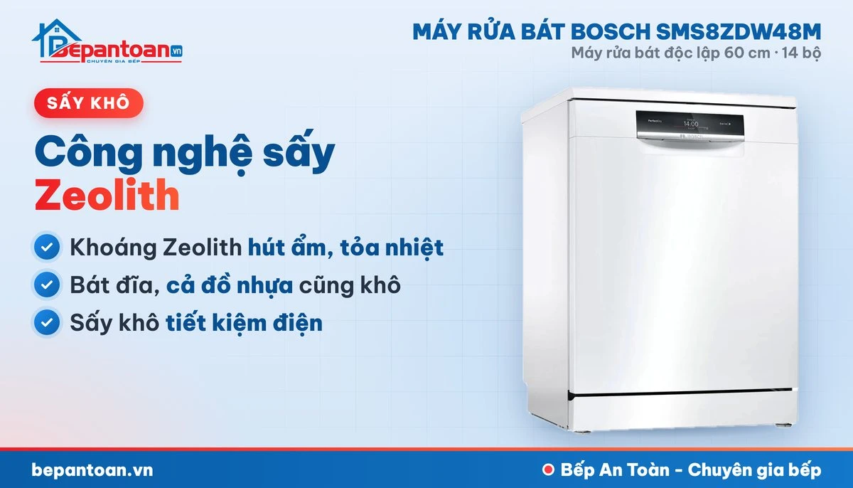 Máy rửa bát Bosch SMS8ZDW48M - công nghệ sấy