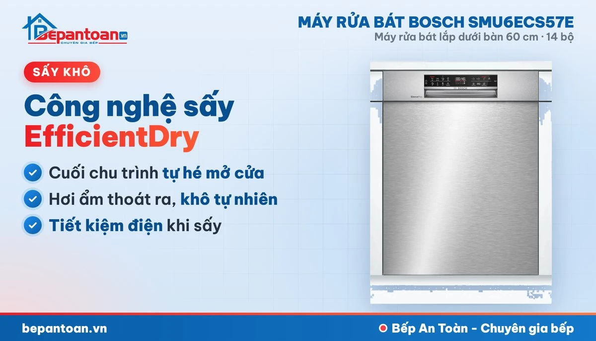 Máy rửa bát Bosch SMU6ECS57E - công nghệ sấy