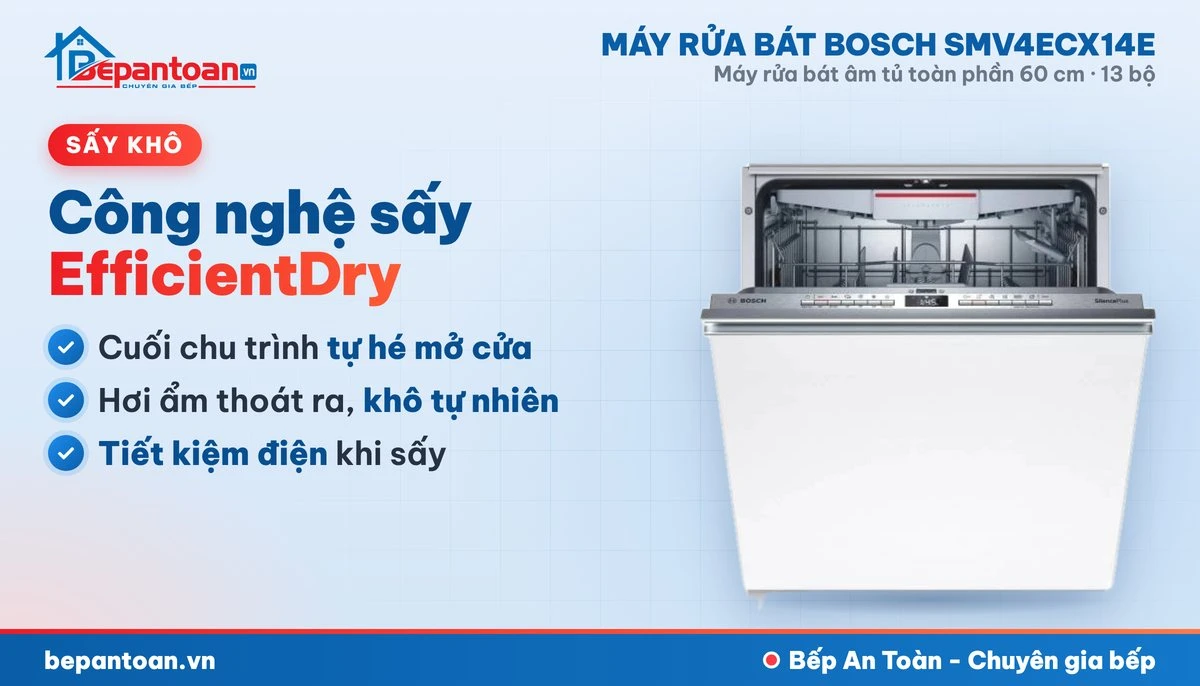 Máy rửa bát Bosch SMV4ECX14E - công nghệ sấy