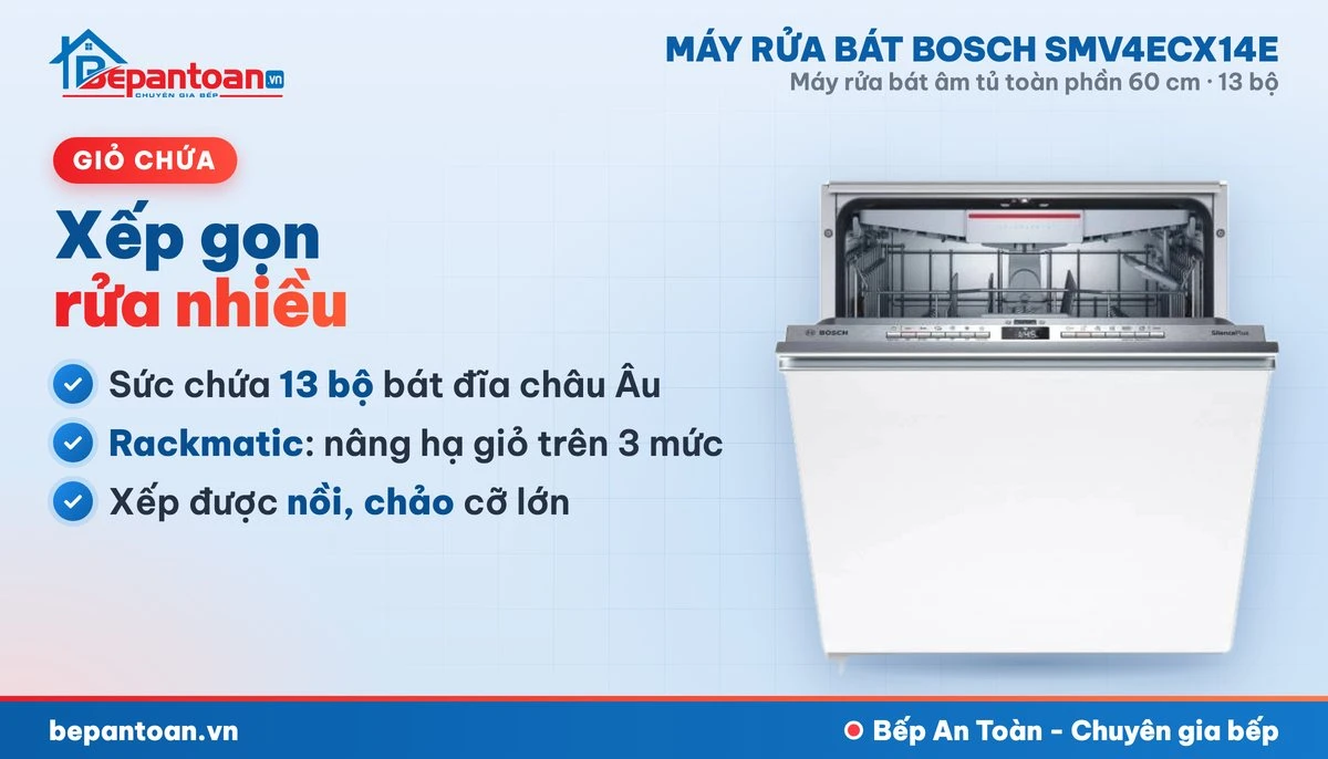 Máy rửa bát Bosch SMV4ECX14E - giỏ chứa
