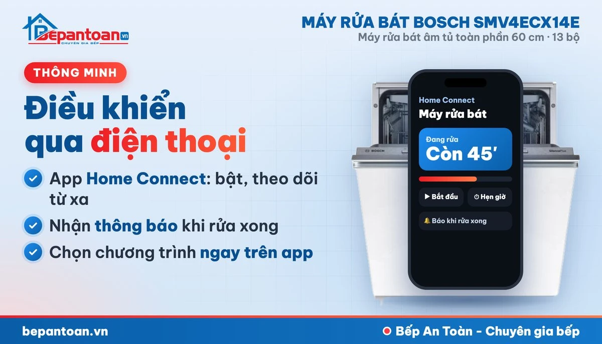 Máy rửa bát Bosch SMV4ECX14E - kết nối Home Connect