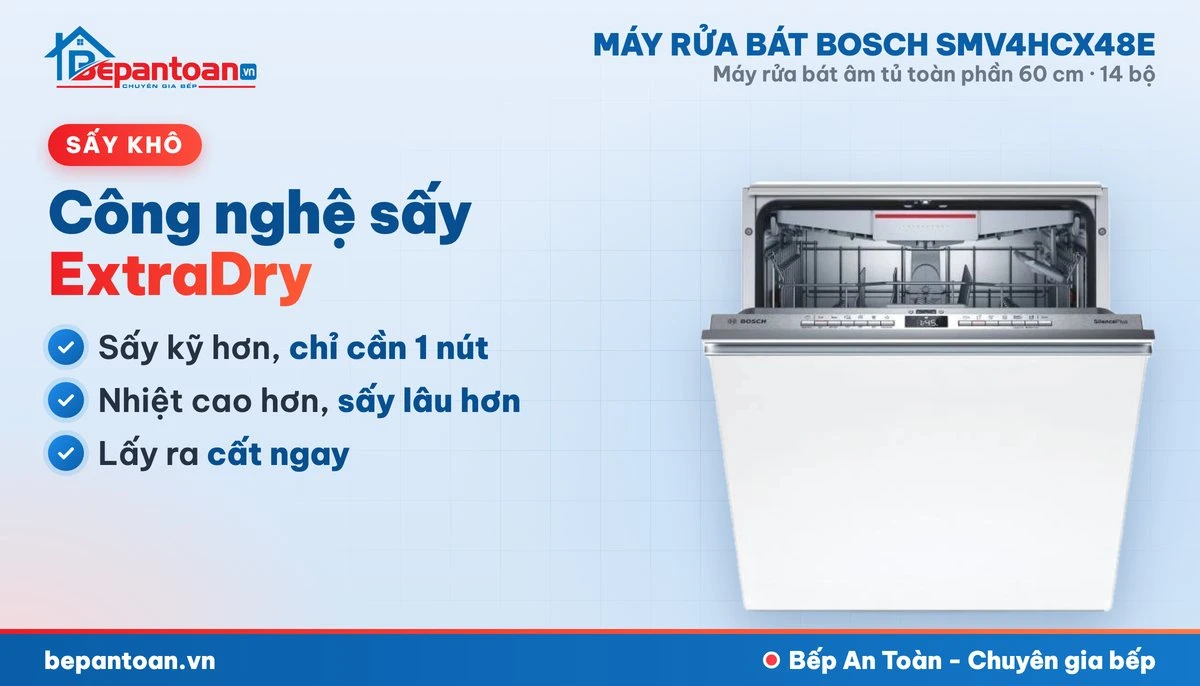 Máy rửa bát Bosch SMV4HCX48E - công nghệ sấy