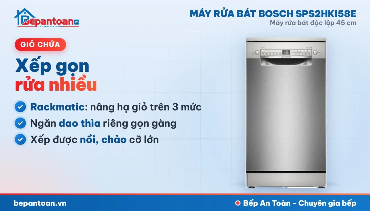 Máy rửa bát Bosch SPS2HKI58E - giỏ chứa