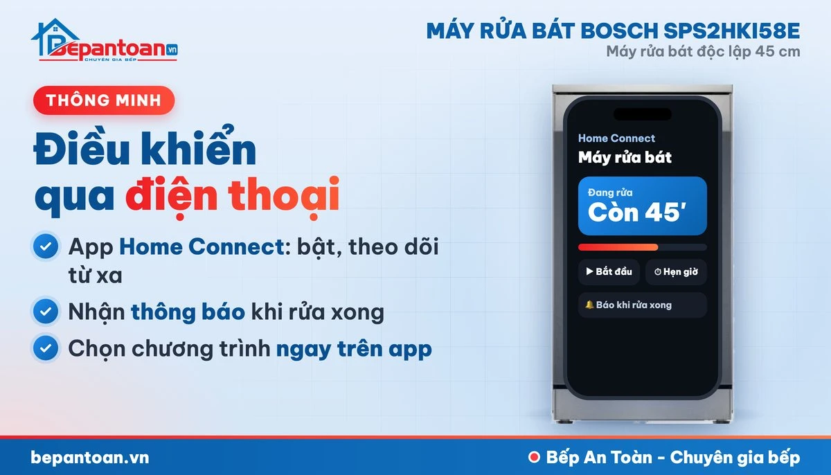 Máy rửa bát Bosch SPS2HKI58E - kết nối Home Connect