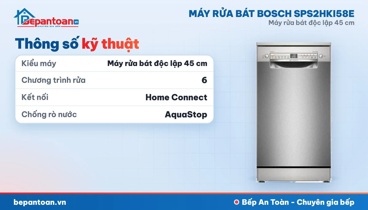 Máy rửa bát Bosch SPS2HKI58E - thông số kỹ thuật
