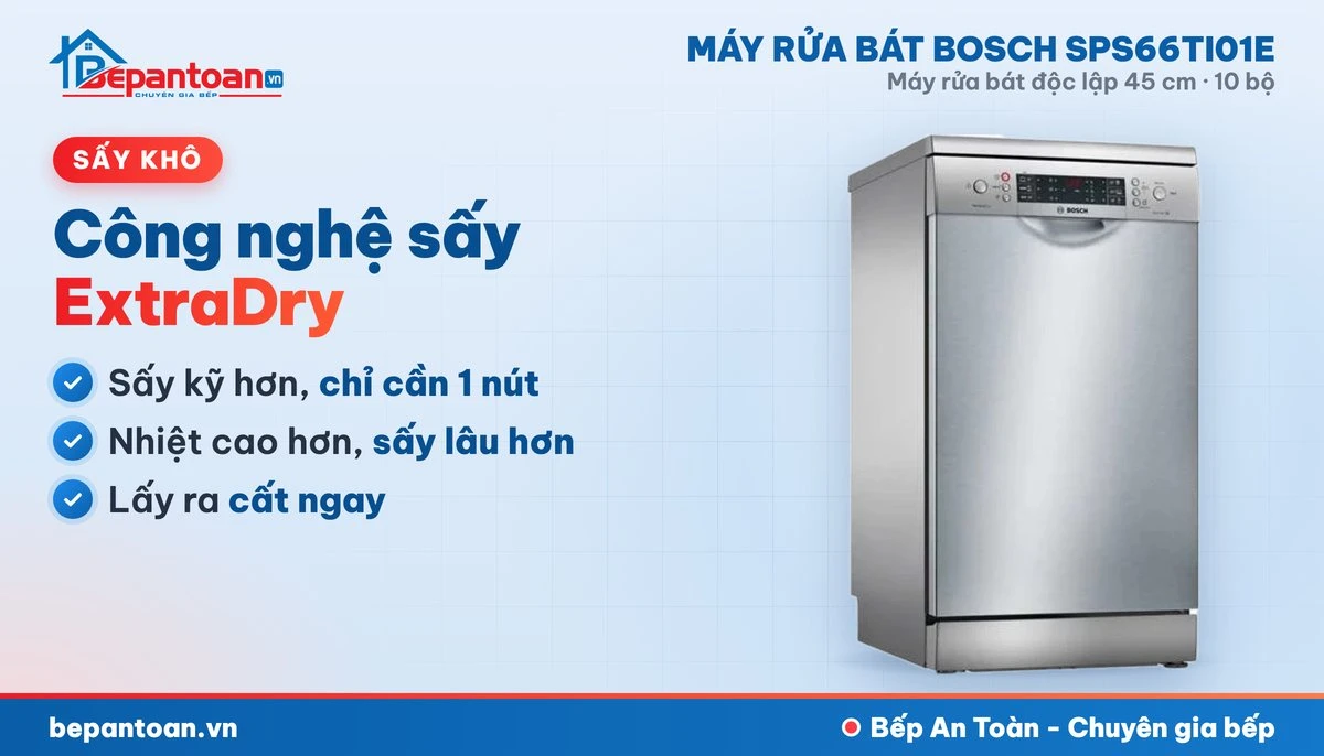 Máy rửa bát Bosch SPS66TI01E - công nghệ sấy