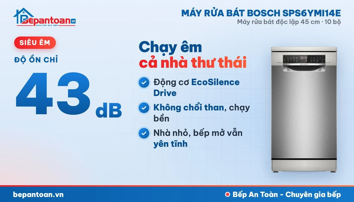 Máy rửa bát Bosch SPS6YMI14E - vận hành êm