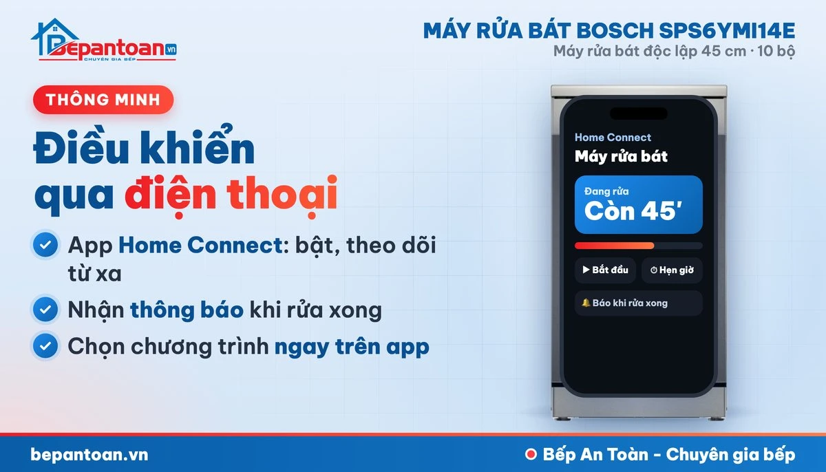 Máy rửa bát Bosch SPS6YMI14E - kết nối Home Connect