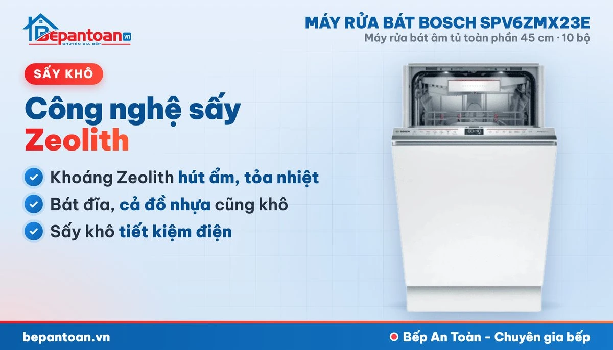 Máy rửa bát Bosch SPV6ZMX23E - công nghệ sấy