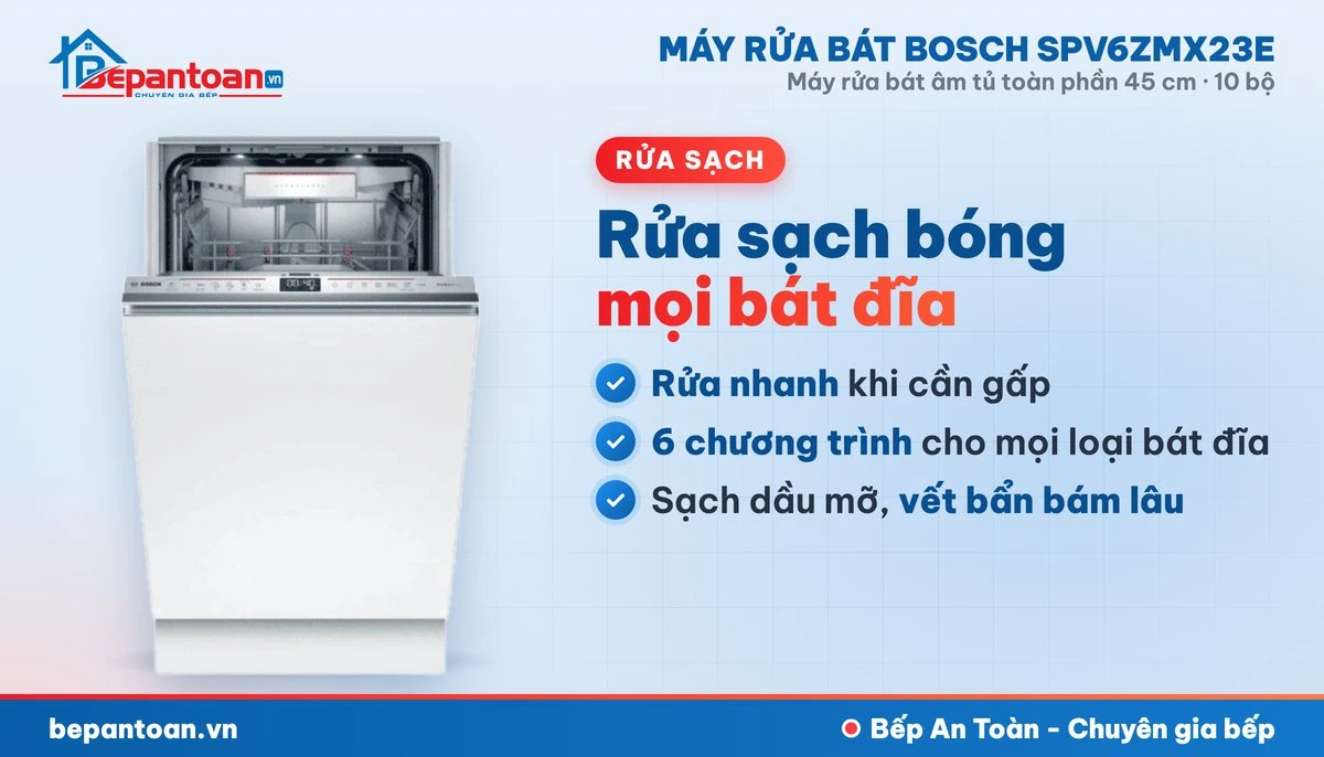Máy rửa bát Bosch SPV6ZMX23E - rửa sạch