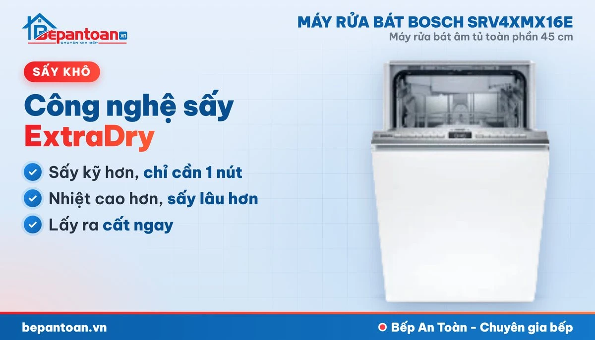 Máy rửa bát Bosch SRV4XMX16E - công nghệ sấy