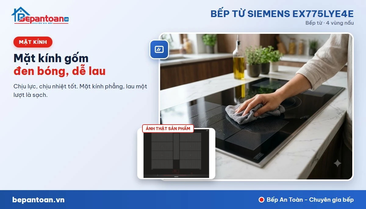 Bếp từ Siemens EX775LYE4E - Mặt kính gốm