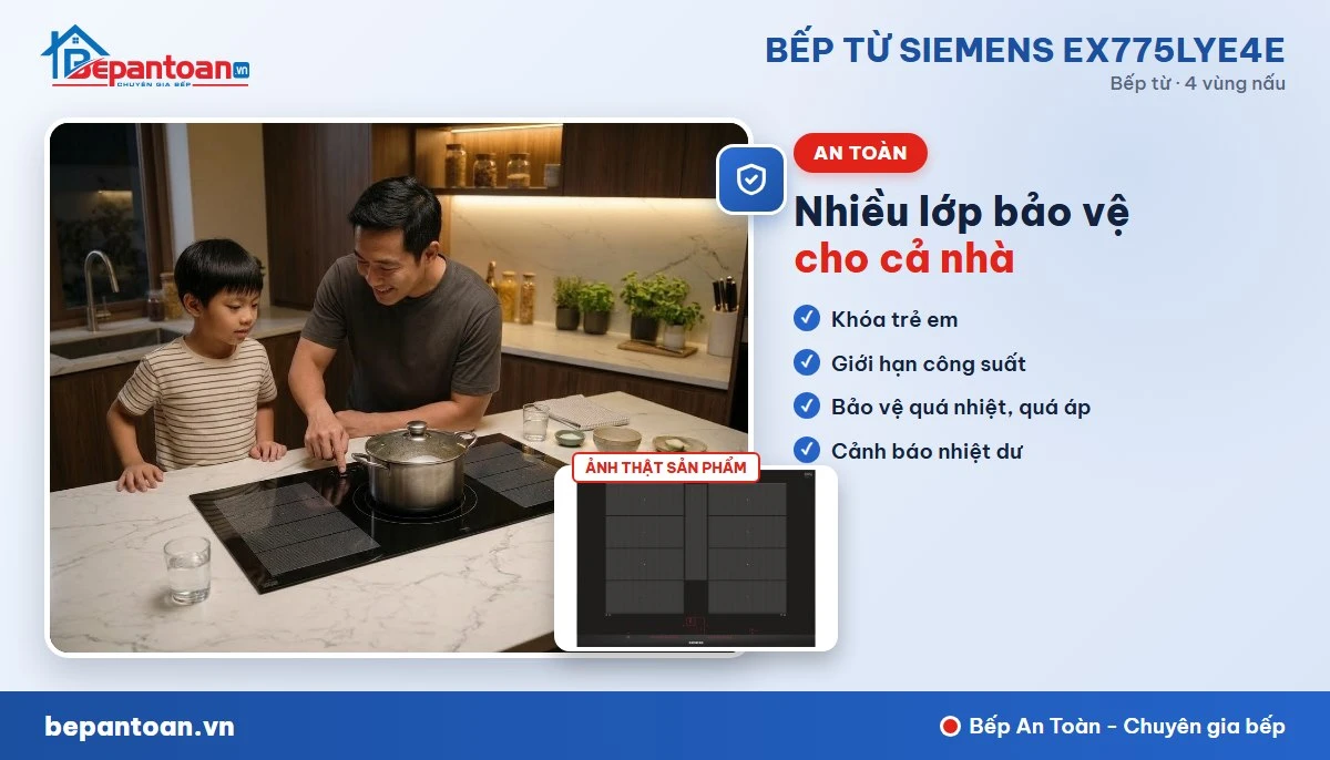 Bếp từ Siemens EX775LYE4E - Tính năng an toàn