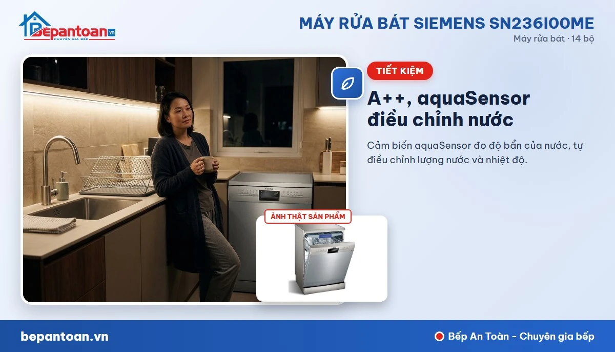 Máy rửa bát Siemens SN236I00ME - Hiệu suất A++, aquaSensor