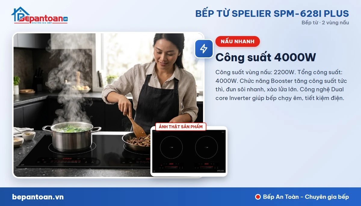 Bếp từ Spelier SPM-628I PLUS - Công suất mạnh