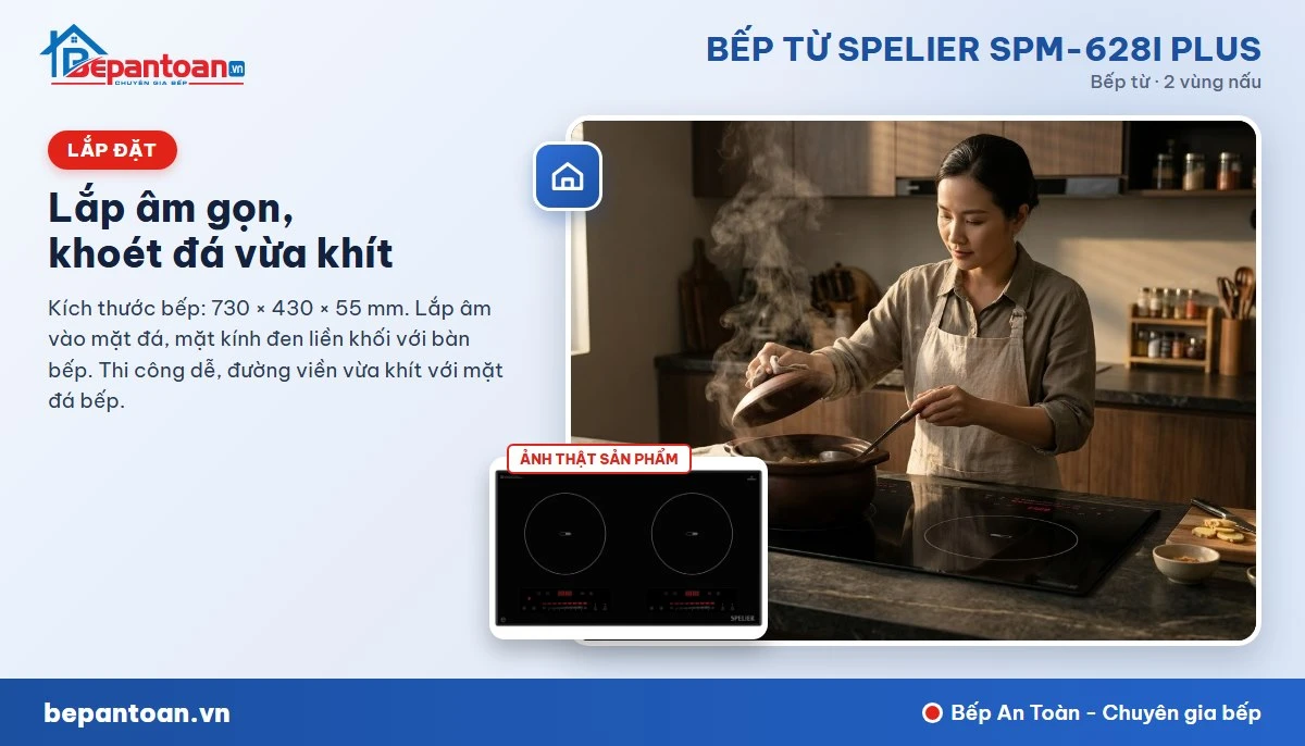 Bếp từ Spelier SPM-628I PLUS - Lắp âm
