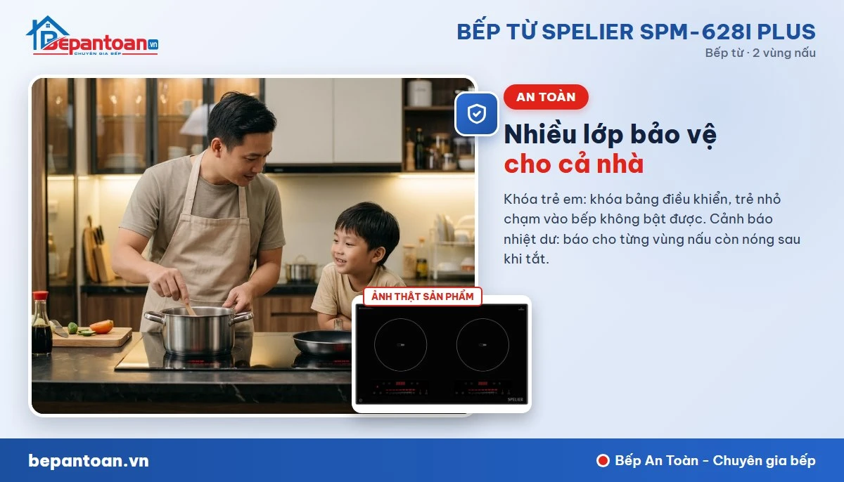 Bếp từ Spelier SPM-628I PLUS - Tính năng an toàn