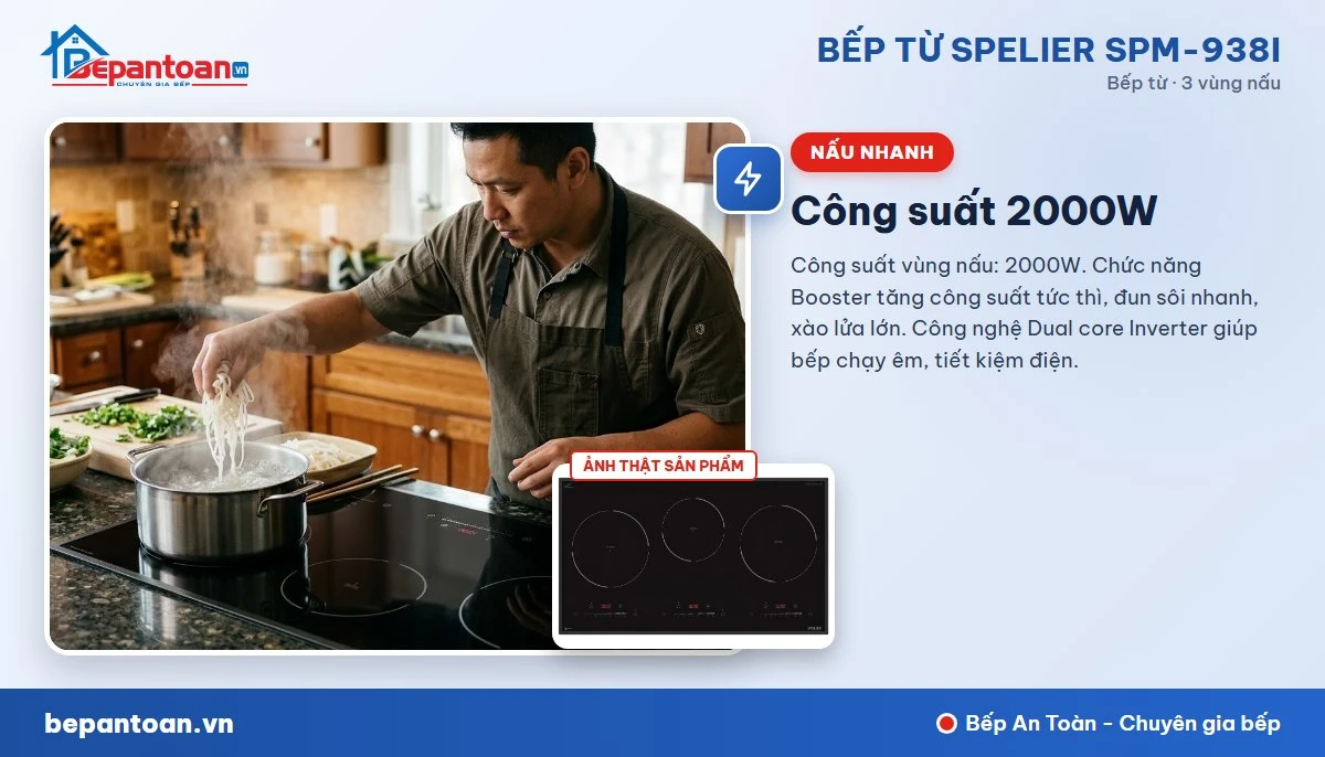 Bếp từ Spelier SPM-938I - Công suất mạnh