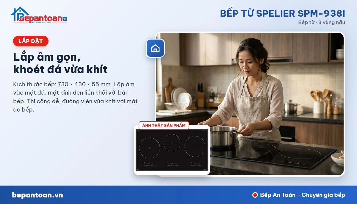 Bếp từ Spelier SPM-938I - Lắp âm