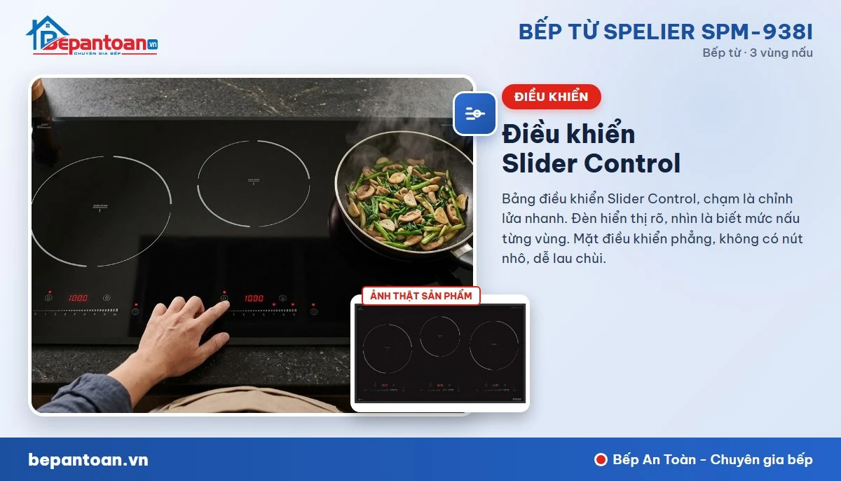 Bếp từ Spelier SPM-938I - Điều khiển Slider Control