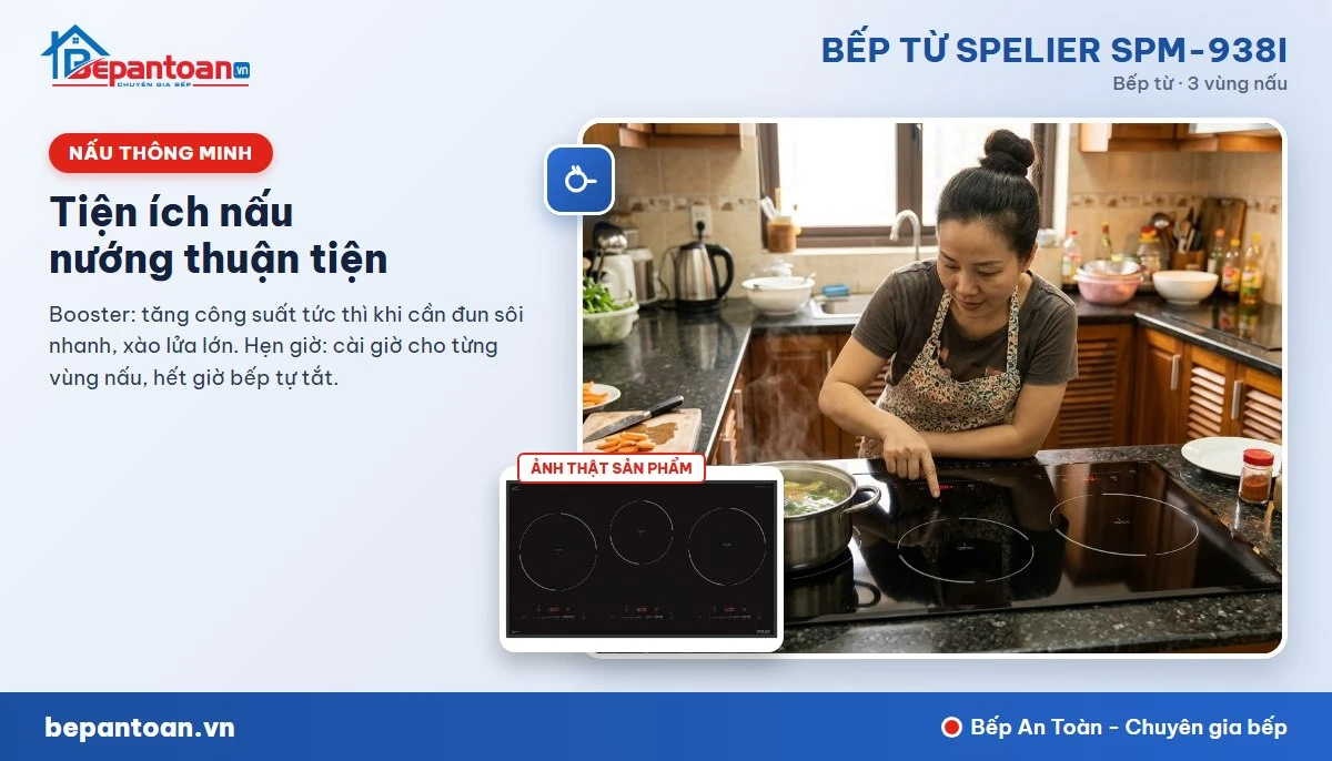 Bếp từ Spelier SPM-938I - Tiện ích nấu nướng