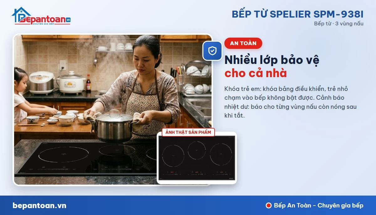 Bếp từ Spelier SPM-938I - Tính năng an toàn