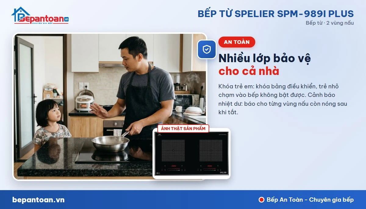 Bếp từ Spelier SPM-989I PLUS - Tính năng an toàn