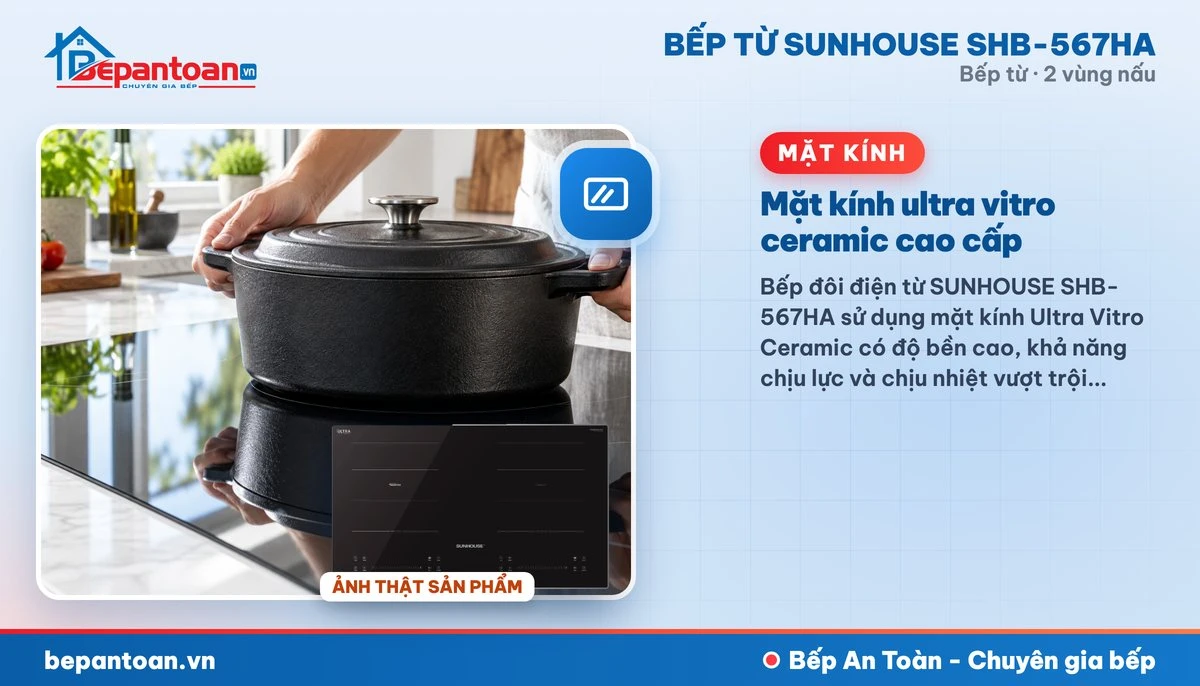 Bếp từ Sunhouse SHB-567HA - Mặt kính ultra vitro ceramic cao cấp