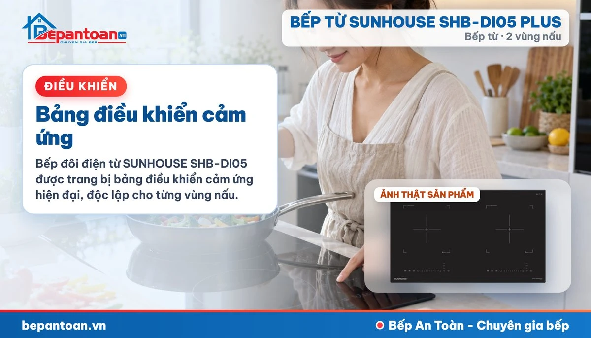 Bếp từ Sunhouse SHB-DI05 PLUS - Bảng điều khiển cảm ứng