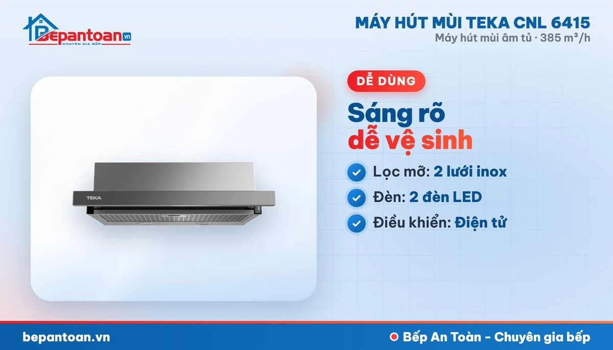 Máy hút mùi âm tủ Teka CNL 6415 - lọc mỡ, đèn chiếu sáng, điều khiển