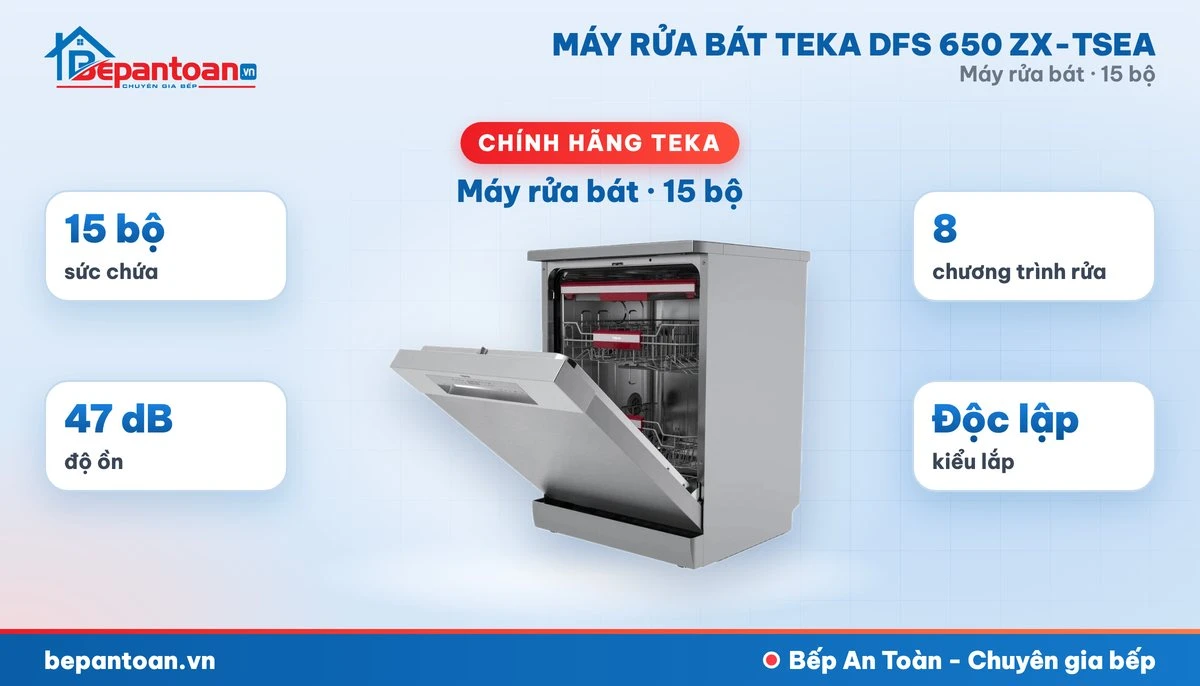 Máy rửa bát Teka DFS 650 ZX-TSEA - tổng quan