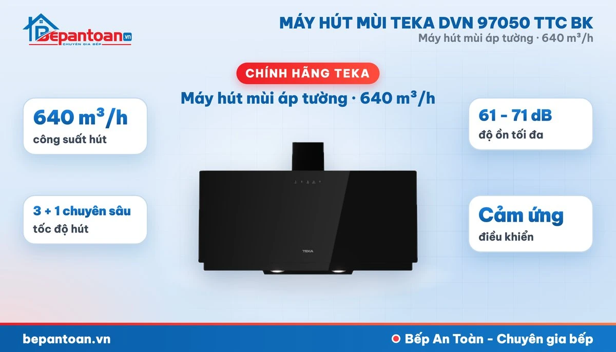 Máy hút mùi áp tường Teka DVN 97050 TTC BK - tổng quan