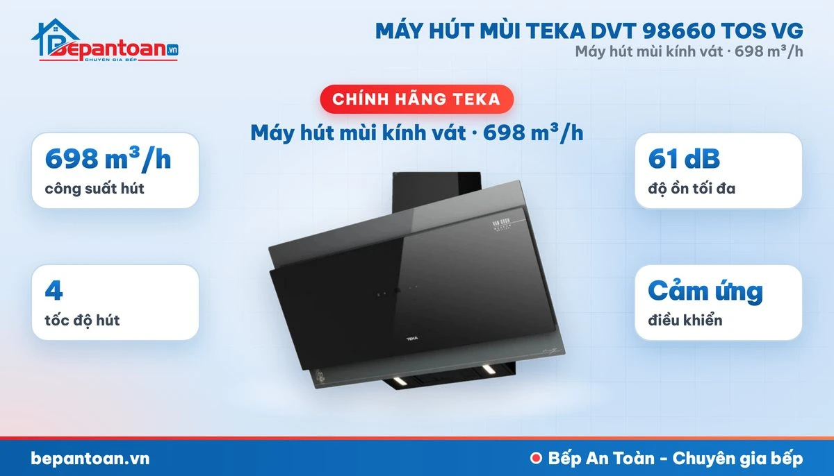 Máy hút mùi kính vát Teka DVT 98660 TOS VG - tổng quan