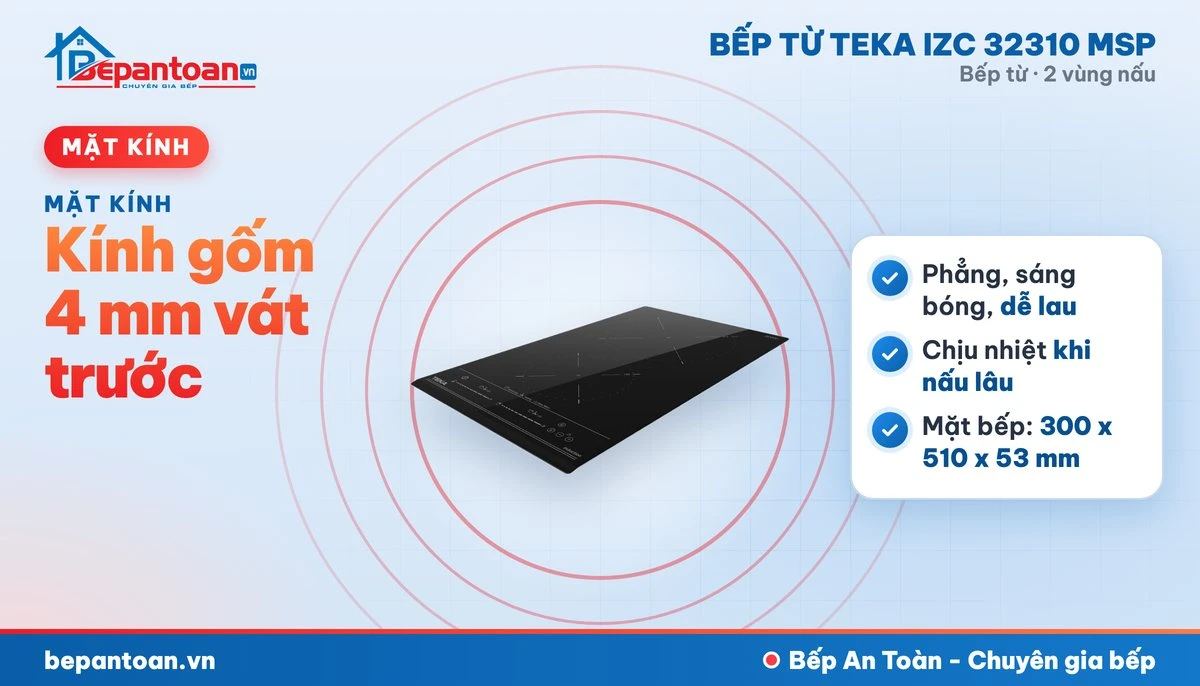 Bếp từ Teka IZC 32310 MSP - kính gốm 4 mm vát trước