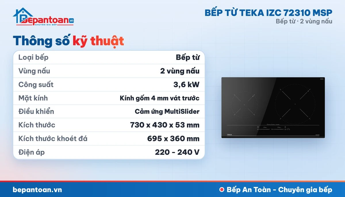 Bếp từ Teka IZC 72310 MSP - thông số kỹ thuật